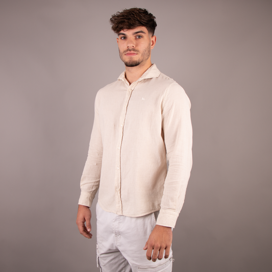 100% LINNEN BEIGE OVERHEMD